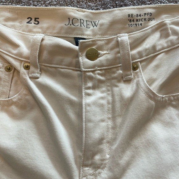 J. Crew Mid-Rise Relaxed Kick-Out Jeans, Ecru Wash, Raw Hem, Size 25 - Picture 6 of 16